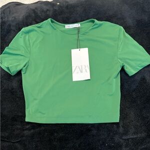Green Zara Crop Top NWT